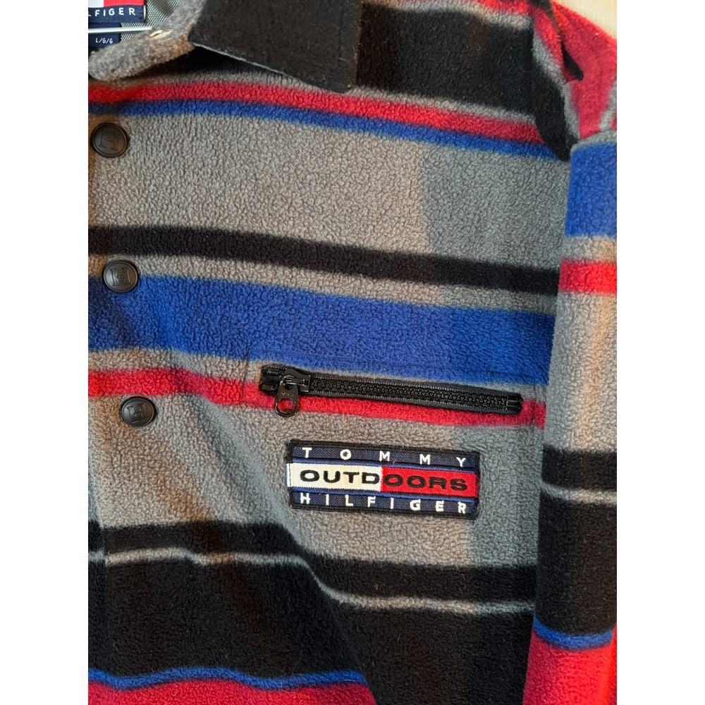 VTG 90s Tommy Hilfiger Outdoors Expedition Fleece Jacket Mens LG Synchilla Snap - Picture 4 of 16